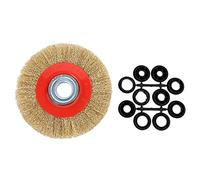 Asyduey 1Pcs 8 Inch 200mm Steel Flat Wire Wheel Brush with 10pcs Adaptor Rings for Bench Grinder Polish