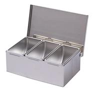Asyduey 3 Section Seasoning Box Stainless Steel Ingredients Box Cheese Sauce Salt Sugar Box Spice Jar Baking Tool