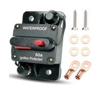Asyduey 50 Amp Automotive Circuit Breaker with Manual Reset, Waterproof Fuse Holder for Trolling Motors, Boats and Automotive