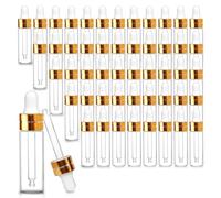 Asyduey 50 Pack 2Ml Clear Glass Dropper Bottles, Mini Sample Dropper Bottles for Essential Oils Perfume Cosmetic Liquid Easy Install Easy to Use
