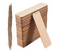 Asyduey 50 PCS Wood Blank Bookmarks Unfinished Wooden Book Marks Hanging Tag with Holes and Ropes DIY Craft Projects