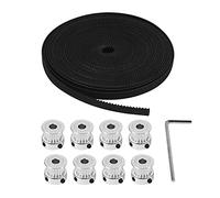 Asyduey 8Pcs 5mm 20 Teeth Aluminum Timing Pulley Wheel+5 Meters Rubber 2mm Pitch 6mm Wide Timing Belt for 3D printer CNC