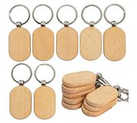 Asyduey Blank Wooden Key Tag Key Diy Wood Keychains Key Wood Engraving Blanks 20 Pack