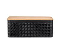 Asyduey Bread Bin,Innovative Bread Box Thanks to Carbon Coating,with Integrated Ventilation Holes,Including Bamboo Lid Black