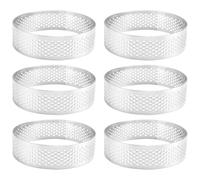 Asyduey Cake Ring Molds, 6Pcs Stainless Steel Porous Tart Ring, Perforated Pie Cake Ring Mold, Cake Mousse Ring with Holes 7cm