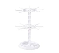 Asyduey Countertop Acrylic Rotating Keychain Rack Adjustable 2 Tire Spinner Display Holder Trinkets Jewelry Organizer Stand, Easy to Use Fine Workmanship -B
