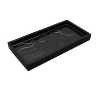 Asyduey Marble Pattern Resin Tray Non Slip Rectangular Plate Countertop Bathroom Soap Shampoo Storage Tray Home Decor Easy Install,Black