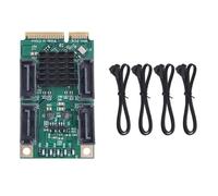 Asyduey Mini PCI-E 4 Port III 6G Mini PCI Express Controller Card SATA3.0 Mini PCI Express SSD Adapter Card Easy Install