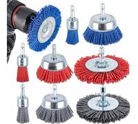 Asyduey Nylon Filament Brush-Abrasive Filament Nylon Wire Bristle Drill Wheel and Cup Brush Set Fit for Removal of Rust Nylon Cleaning Set Produce Brush