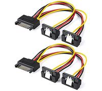 Asyduey Power Cable, 2-Pack 8-Inch 15 Pin Male to 2XSATA 15 Pin Down Angle Female Power Splitter Cable