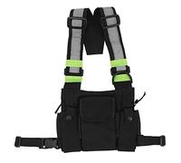 Asyduey Radios Pocket Radio Chest Harness Chest Front Pack Pouch Vest Rig Carry Case for 2 Way Radio Walkie Talkie for UV-5R Black+green