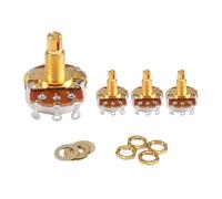 Asyduey Shaft Full Metric Sized Control Pots A500K Audio Taper Potentiometers Pot for Electric Guitar Bass (Set of 4)