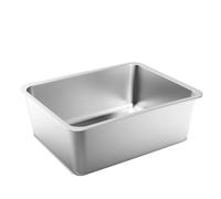 Asyduey Stainless Steel Cat Litter Box, 17.5 X 13.5 X 6 Inch, Odour Proof Litter Pan, Non-Stick, Easy to Clean, Rust