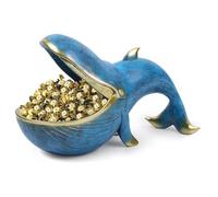 Asyduey Whale Statue, Resin Whale Figurine Fun Candy Dish Key Bowl for Entryway Table, Big Mouth Sculpture Table Easy to Use Navy Blue