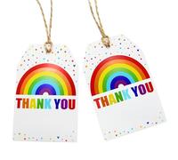 ASYEHJNR 100Pcs Rainbow Heart Gift Tags with String Large Thank You Gift Tags Presents with 65 FT Jute Twine Personalized Tags for Wedding Baby Shower Birthdays Party Gift Wrap Tags