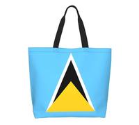 ASYG Cute Flag Tote Bag for Women and Men Reusable Shoulder Bags for Gym, Shopping, Beach,Travel, St Lucia Flag E, One Size