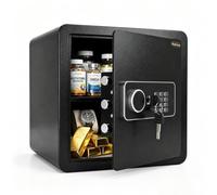Asylosss 39L Safe Box for Home Bedroom RV, Digital Electronic Safe with Keypad & Auto-On LED Light, Anti-Theft Security Cash Safe with Removable Shelf, Wall/Floor Mountable