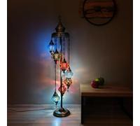 Asylove Turkish Floor Lamp, Mosaic Turkish Lamp, 7 GlobeFloor Lighting Standing Decorative Home Modern Designs Offer Handmade Glass 5 inch Globe - Total Dimensions 18 x 18 x 60 inch (ColorMix)