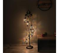 Asylove Turkish Floor Lamp, Mosaic Turkish Lamp, 7 GlobeFloor Lighting Standing Decorative Home Modern Designs Offer Handmade Glass 5 inch Globe - Total Dimensions 18 x 18 x 60 inch (Yellow)