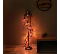 Asylove Turkish Floor Lamp, Mosaic Turkish Lamp, 7 GlobeFloor Lighting Standing Decorative Home Modern Designs Offer Handmade Glass 5 inch Globe - Total Dimensions 18 x 18 x 60 inch (Orange)