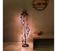 Asylove Turkish Floor Lamp, Mosaic Turkish Lamp, 7 GlobeFloor Lighting Standing Decorative Home Modern Designs Offer Handmade Glass 5 inch Globe - Total Dimensions 18 x 18 x 60 inch (Purple)