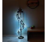 Asylove Turkish Floor Lamp, Mosaic Turkish Lamp, 7 GlobeFloor Lighting Standing Decorative Home Modern Designs Offer Handmade Glass 5 inch Globe - Total Dimensions 18 x 18 x 60 inch (Turquoise)