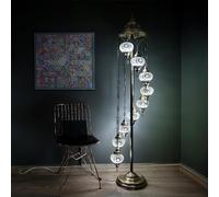 Asylove Turkish Lamp 9 Globe Mosaic Floor Lamp, Standing Lamp Moroccan Floor Lamp for Decorative Home Designs Offer 5 inch Globe - Total Height 70 inch (White)