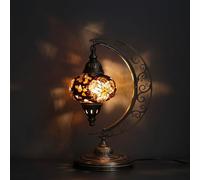 Asylove Turkish Moon Lamp, Mosaic Moroccan Table Lamp, Standing Turkish Lamp, Decor Home Floor Lighting Accessory, Total Dim. 7.5 x 11 x 18 inches (Coffe Milk)