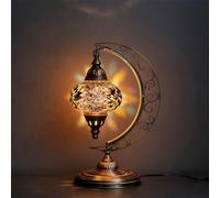 Asylove Turkish Moon Lamp, Mosaic Moroccan Table Lamp, Standing Turkish Lamp, Decor Home Floor Lighting Accessory, Total Dim. 7.5 x 11 x 18 inches (Yellow)