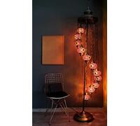 Asylove Turkish Mosaic Floor Lamp, 11 Globe Moroccan Standing Lamp, Authentic Home Decorations, Livingroom Lighting 5 İnch Globe Lamp, Total Dimensions 20 x 20 x 86 inch, (FIRE)