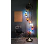 Asylove Turkish Mosaic Floor Lamp, 11 Globe Moroccan Standing Lamp, Authentic Home Decorations, Livingroom Lighting 5 İnch Globe Lamp, Total Dimensions 20 x 20 x 86 inch, (COLORMIX)