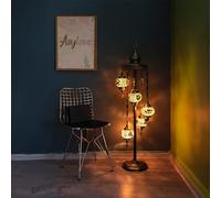 Asylove Turkish Mosaic Lamp Handmade 5 Globe Mosaic Floor Lamp Standing Lamps Floor Lamp for Decorative Lighting Home Designs Turkish Lantern Offer 5 inch Globe - Total Height 52 inch (Yellow)