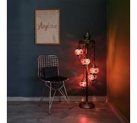 Asylove Turkish Mosaic Lamp Handmade 5 Globe Mosaic Floor Lamp Standing Lamps Floor Lamp for Decorative Lighting Home Designs Turkish Lantern Offer 5 inch Globe - Total Height 52 inch (Red)