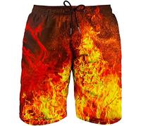 Asylvain Mens 3D Print Deisgn Quick Dry Board Shorts Swimming Trunk with Mesh Lining About Knee - Multicoloured - Large