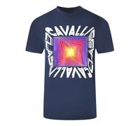 Asymmetric Box Design Navy Blue T-Shirt Cavalli Class Blue XL