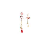 Asymmetric Flower Tassel Earrings Fan Earrings Cartoon Animal Fox Dangle Earrings Dainty Vintage Ethnic Stud Earrings Bell Earrings, Metal, alloy
