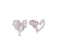 Asymmetric Heart Pink Resin Drop Earrings Modern Melting Heart Stud Earrings Avant-garde Accessories Suitable for Parties, Festivals, work and Daily Life