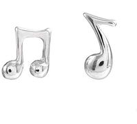 Asymmetric Music Note S925 Sterling Silver Unique Small Minimalist Stud Earrings for Women Teen Girls Music Lovers Tiny Simple Post Personalized Hypoallergenic Tragus Cartilage Piercing Jewelry Gifts