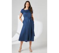 Asymmetric Neckline Pinstripe Midi Dress Principles Navy 10