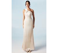 Asymmetric Neckline Satin Bridesmaids Maxi Dress Coast Champagne 18
