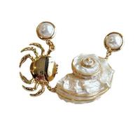 Asymmetric Shell Conch Crabs Earrings Beach Vacation Jewelry Lightweight Alloy Sea Inspired Accessory Gift Earrings