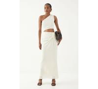Asymmetric Shoulder Cut Out Ruched Maxi Dress MissPap Butter 6