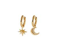 Asymmetric Star Moon Earring Buckle, Copper Light Luxury Niche Earrings, Simple Atmosphere Jewelry, Suitable for Commuting Girls, Daily Dating, Minimalist Dressing and Gift giving People