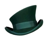 Asymmetric Top Hat Wool Hat Women Men Unisex Hat Steam Punk Hat Top Hat Fashion Ribbon Decorative Hat Christmas Trapper Hat (Green, One Size)