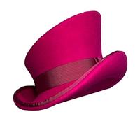 Asymmetric Top Hat Wool Hat Women Men Unisex Hat Steam Punk Hat Top Hat Fashion Ribbon Decorative Hat Women Hat (Hot Pink, One Size)