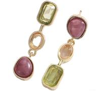 Asymmetrical Cat Eye Drop Earrings Geometric Retro Style(Green)