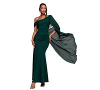 Asymmetrical Chiffon and Scuba Dress Women Goddiva Maxi Vert 46