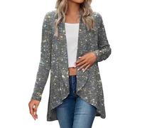 Asymmetrical Draped Knit Cardigan Women's Open Front Sparkle Sweater Elegant Cover Up for Business Meetings and Evening Social Events(Silver, XXL)