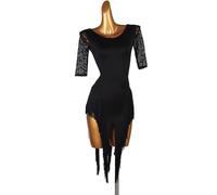 Asymmetrical Fringe Latin Dance Competition Dress Lace Salsa Tango Costume Cha Cha Practice Dance Outfit