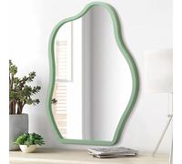 Asymmetrical Large Mirror Irregular Modern Mirrors for Wall Decor Wooden Framed Hanging Mirror Unique Shape Vanity Cloud Decorative for Bedroom Bathroom Living Room Entryway